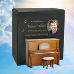 Piano Wood Adult Cremation Urn - Miniature Upright Piano - Photo Option