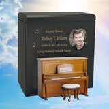 Piano Wood Adult Cremation Urn - Miniature Upright Piano - Photo Option