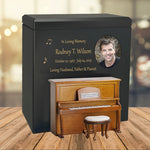 Piano Wood Adult Cremation Urn - Miniature Upright Piano - Photo Option