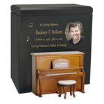 Piano Wood Adult Cremation Urn - Miniature Upright Piano - Photo Option