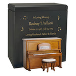 Piano Wood Adult Cremation Urn - Miniature Upright Piano - Photo Option