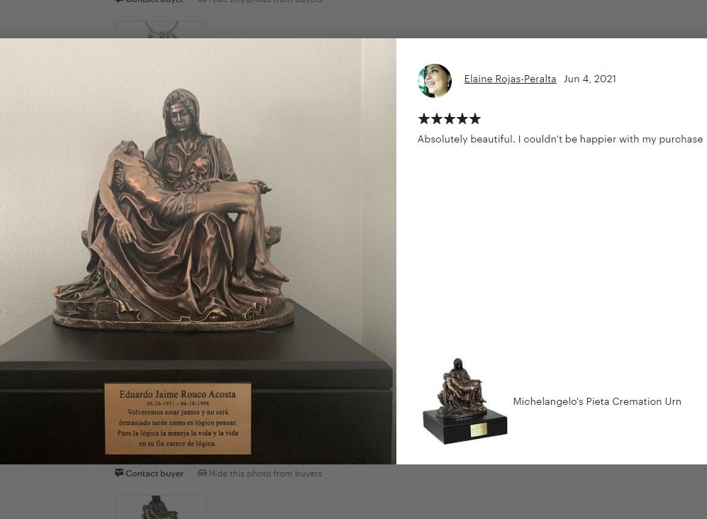 Michelangelo's Pieta Cremation Urn