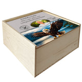 American Eagle Pine Box Photo Urn - Made in USA - Adult Cremation Wood Urn