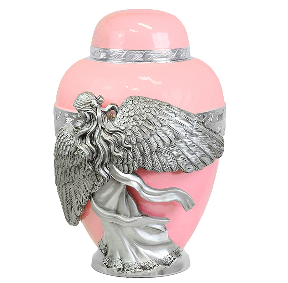 Wings of an Angel Pink Adult Urn - Pro Laser Engraving - Burial Vault Option