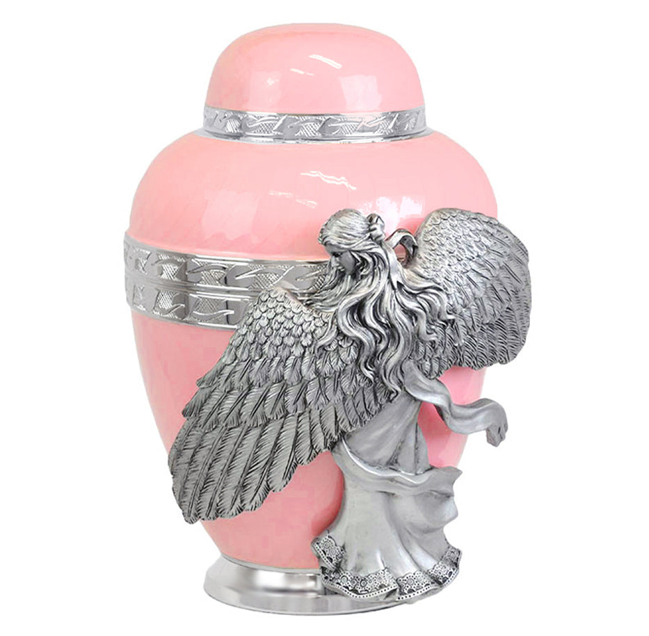 Wings of an Angel Pink Adult Urn - Pro Laser Engraving - Burial Vault Option
