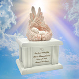 New Born Infant Pink Angel Column Urn - Baby Girl Urn For Infants