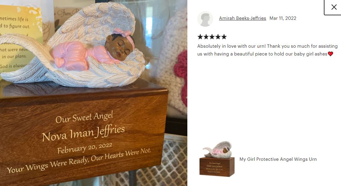 Child Girl Protective Angel Wings Urn