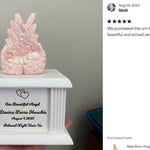 New Born Infant Pink Angel Column Urn - Baby Girl Urn For Infants