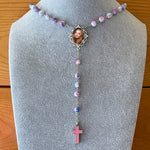 Pastel Pink Photo Rosary Necklace Urn