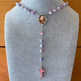 Pastel Pink Photo Rosary Necklace Urn