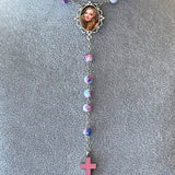 Pastel Pink Photo Rosary Necklace Urn