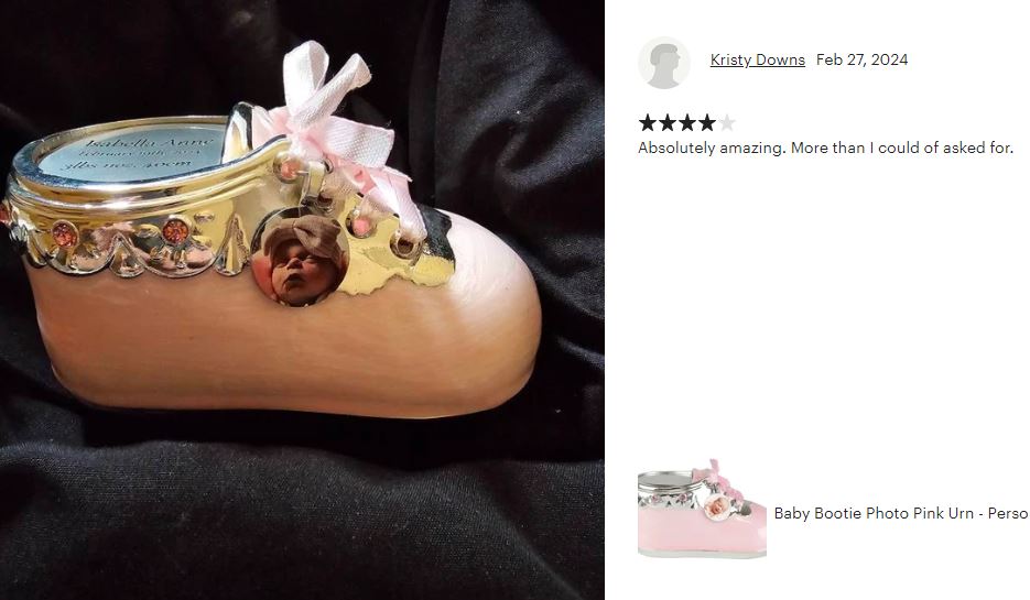 Pink Bootie Photo Baby Urn