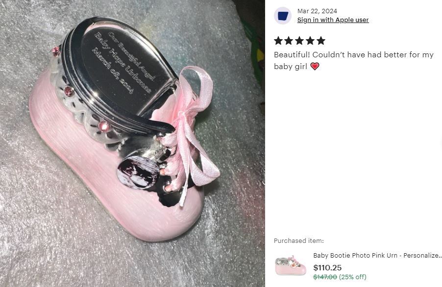 Pink Bootie Photo Baby Urn