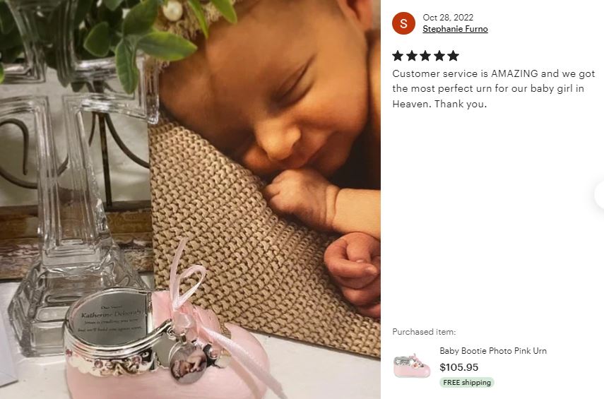 Pink Bootie Photo Baby Urn