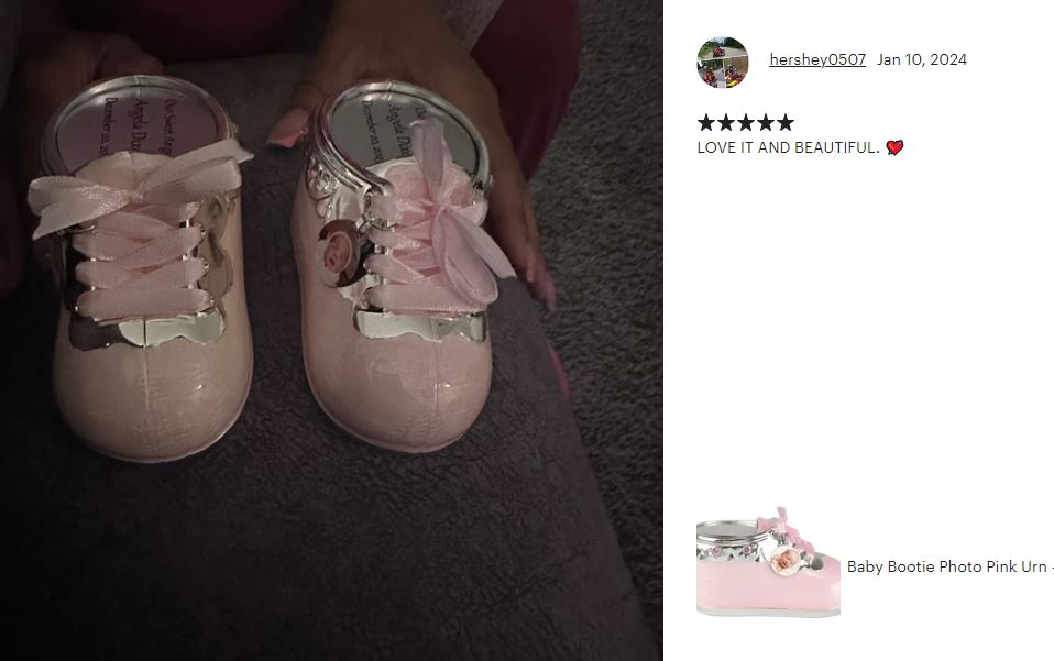 Pink Bootie Photo Baby Urn