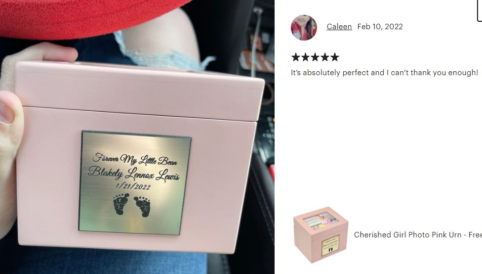 Precious Angel Photo Pink Urn