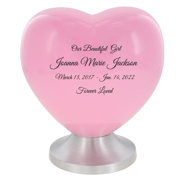 Beautiful Girl Pink Heart Child Urn