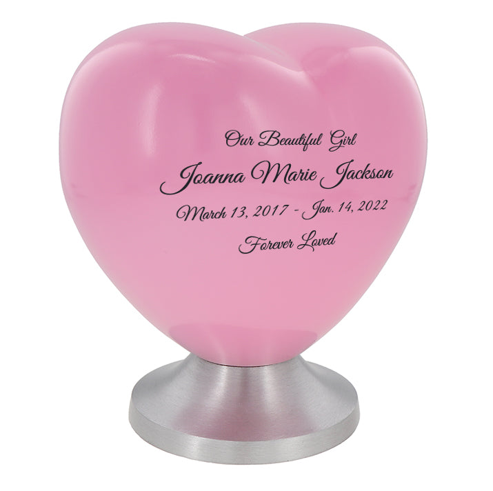 Beautiful Girl Pink Heart Child Urn