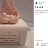 New Born Infant Pink Angel Column Urn - Baby Girl Urn For Infants