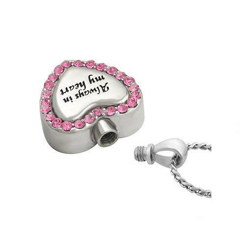 Pink Crystal Always Stainless Ash Urn - Love Charms™ Option