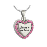 Pink Crystal Always Stainless Ash Urn - Love Charms™ Option