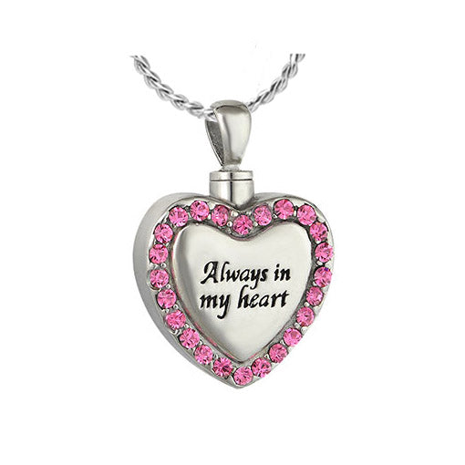 Pink Crystal Always Stainless Ash Urn - Love Charms™ Option