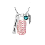 Crystal Pink Cylinder Pendant Ash Urn - Love Charms Option