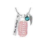 Crystal Pink Cylinder Pendant Ash Urn - Love Charms Option