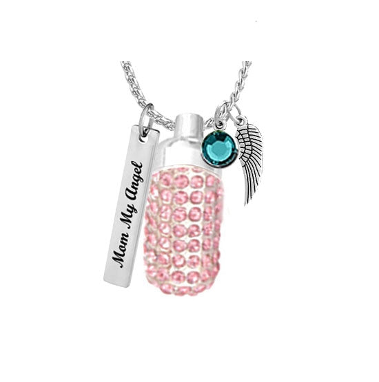 Crystal Pink Cylinder Pendant Ash Urn - Love Charms Option