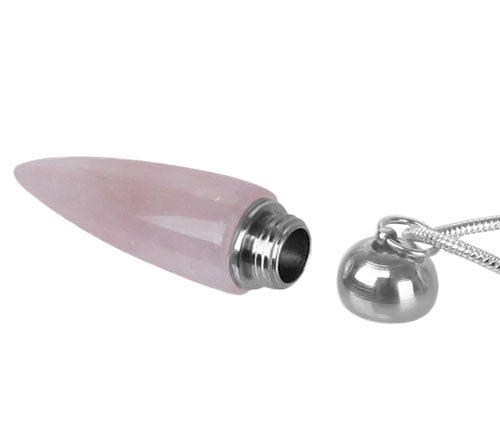 Rose Quartz Cremation Jewelry Urn Opened