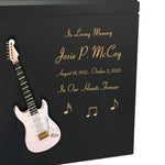 Pink Electric Guitar Wood Adult Cremation Urn - Miniature Guitar - Photo Option