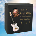 Pink Electric Guitar Wood Adult Cremation Urn - Miniature Guitar - Photo Option