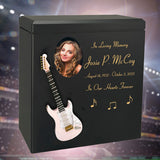 Pink Electric Guitar Wood Adult Cremation Urn - Miniature Guitar - Photo Option