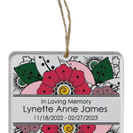 Flowers Memorial Ornament - 3 Lines of Personalization