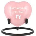 Pink Premature Baby Engraved Heart Urn - Stand Option