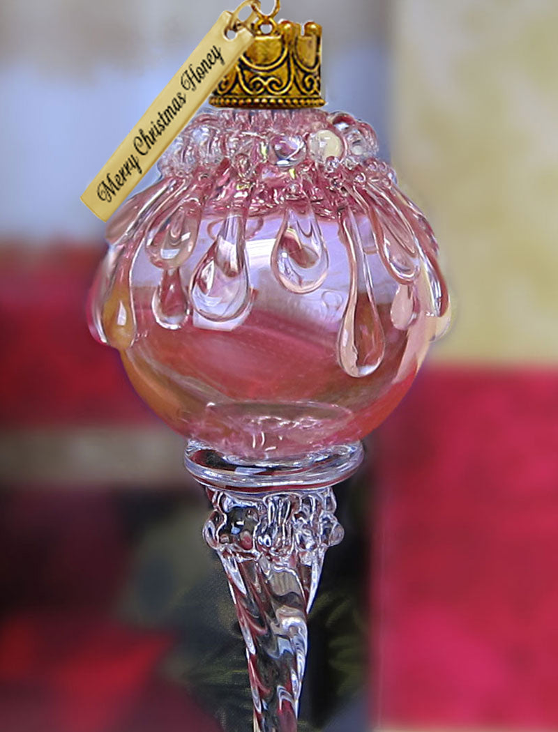Pink Snowball Icicle Ornament Keepsake - Love Charms® Option
