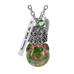 Pink and Pretty Green Hearts Glass Cremation Urn - Love Charms® Option