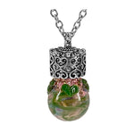 Pink and Pretty Green Hearts Glass Cremation Urn - Love Charms® Option