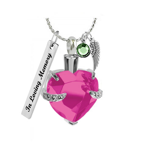 Bright Pink Heart Ash Jewelry Urn - Love Charms™ Option