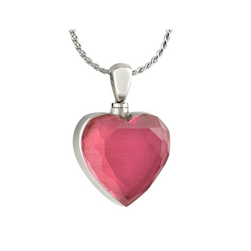 Pink Heart Stainless Ash Urn - Love Charms Option