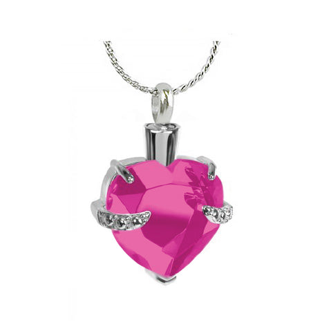 Bright Pink Heart Ash Jewelry Urn - Love Charms™ Option
