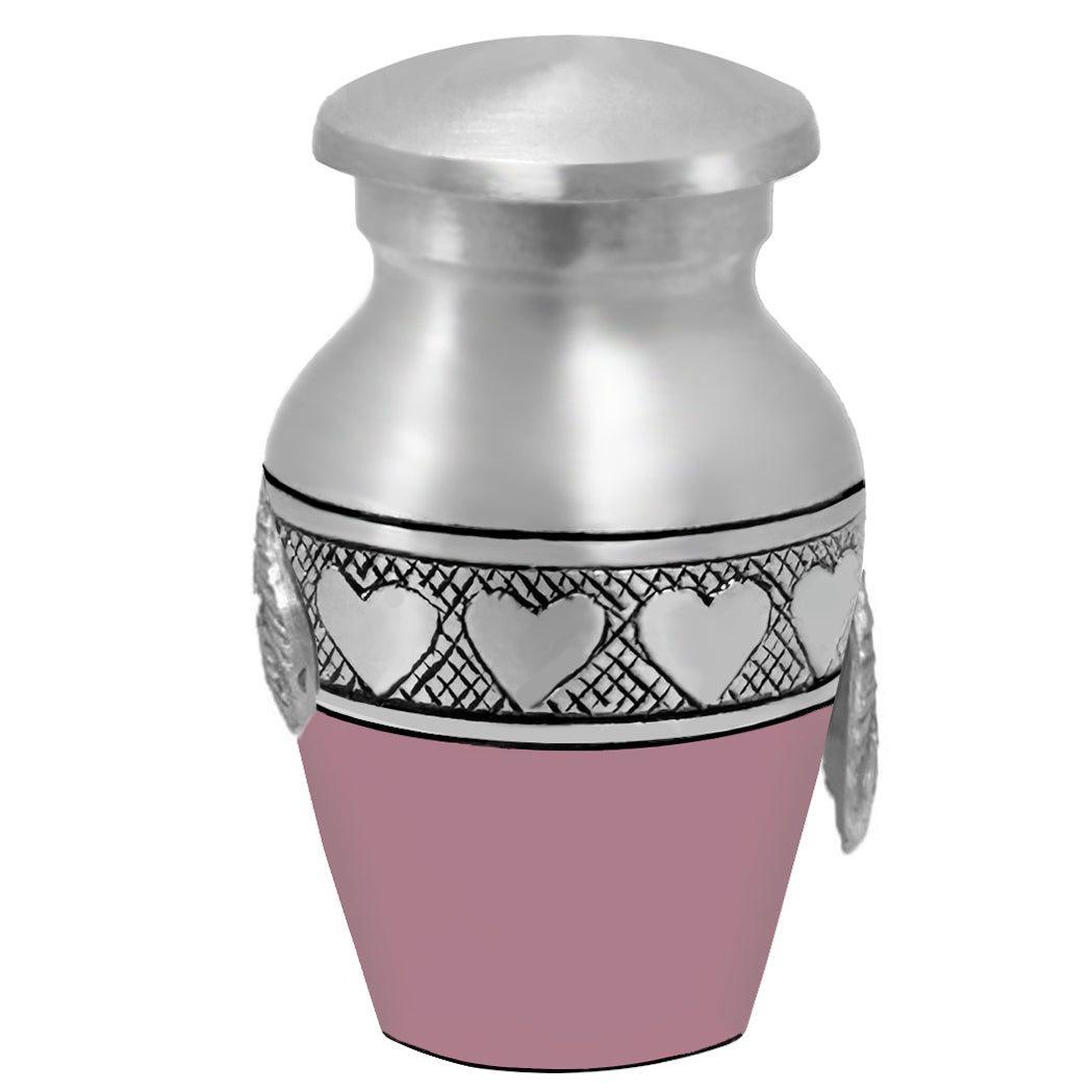 Wings of an Angel Pink Circle of Hearts Keepsake Urn - Engraving Option