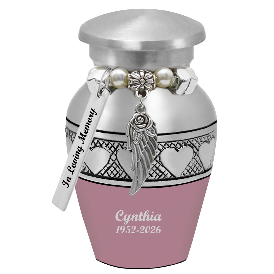 Pink Circle of Hearts Keepsake Urn - Love Charms® - Engraving Option