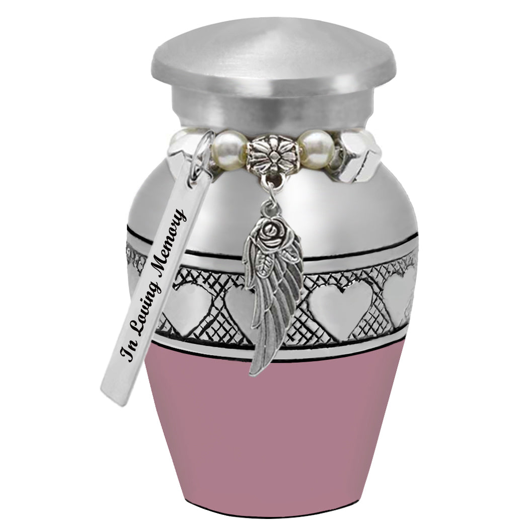 Pink Circle of Hearts Keepsake Urn - Love Charms® - Engraving Option