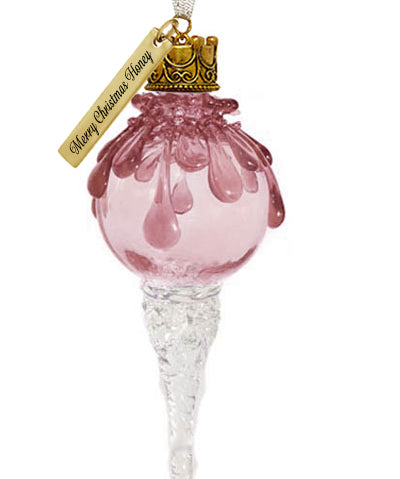 Pink Snowball Icicle Ornament Keepsake - Love Charms® Option
