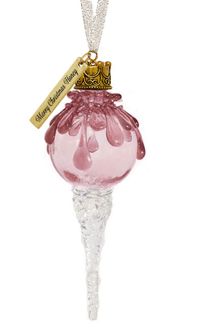 Pink Snowball Icicle Ornament Keepsake - Love Charms® Option