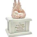 New Born Infant Pink Angel Column Urn - Baby Girl Urn For Infants
