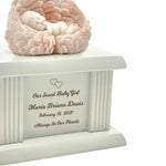 New Born Infant Pink Angel Column Urn - Baby Girl Urn For Infants