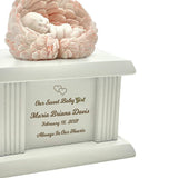 New Born Infant Pink Angel Column Urn - Baby Girl Urn For Infants