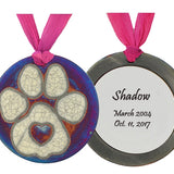 Christmas Tree Pink Paw Print Raku Ornament